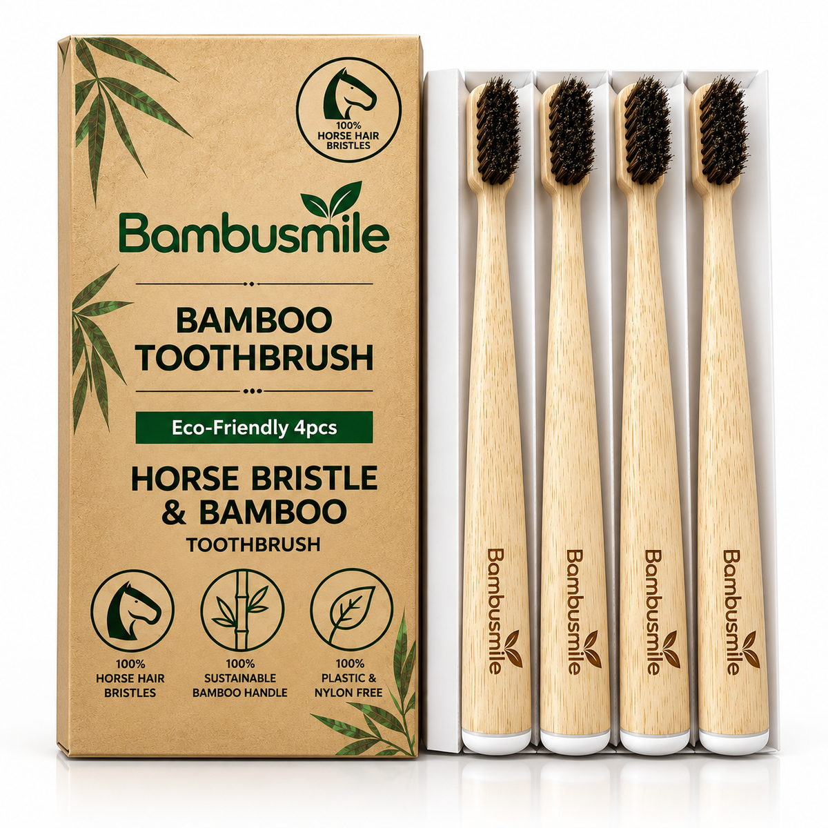Bambusmile Naturlig Tannbørste (4-pakning)