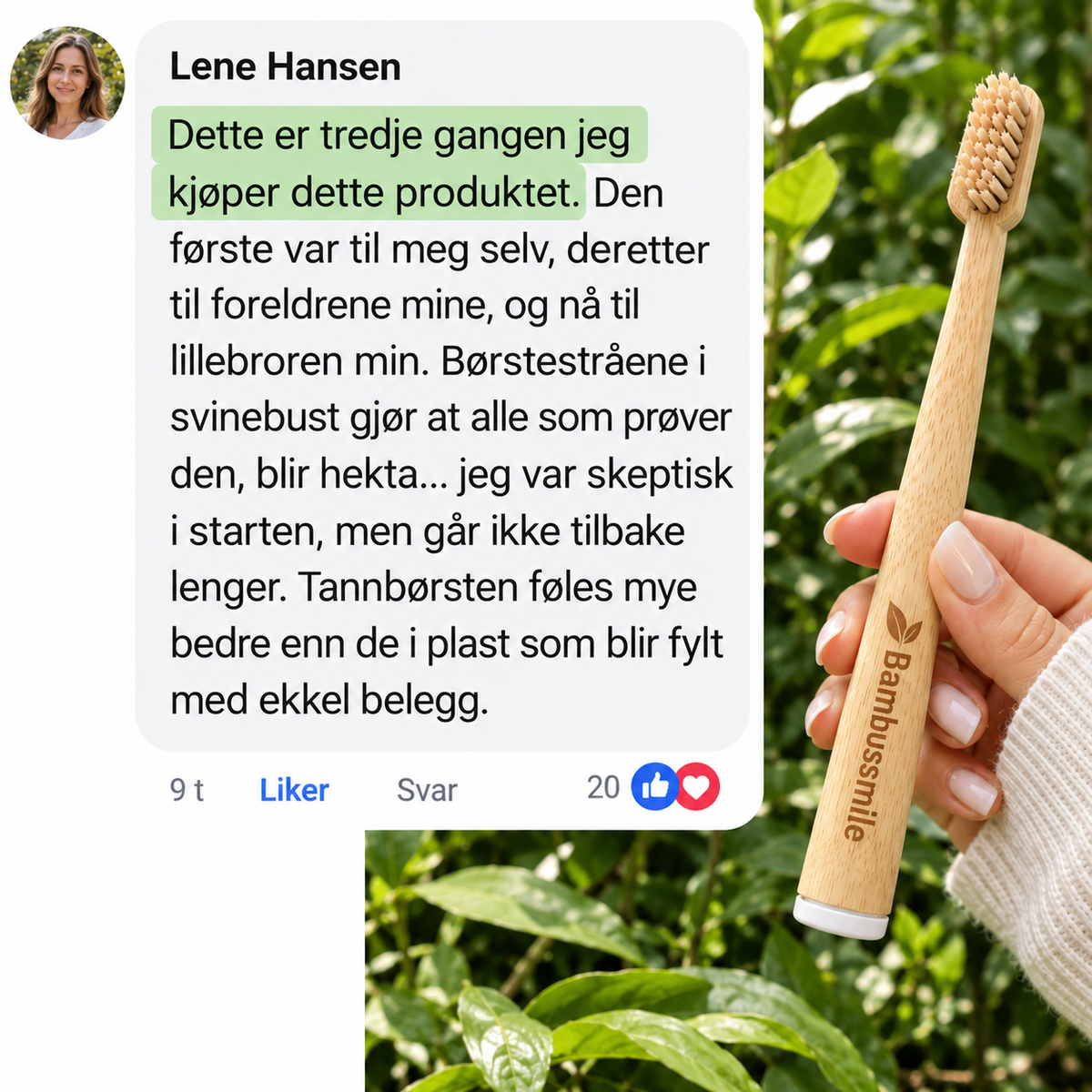Bambusmile Naturlig Tannbørste (4-pakning)